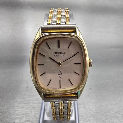 Seiko Watch Women 24mm Silver Dial Gold Tone Oval 4130-5160 New Battery Vintage0