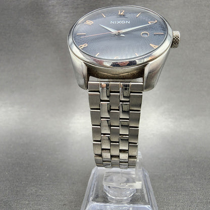 Nixon The Bullet Watch Women 38mm Blue Dial Silver Tone Date Round New Battery5
