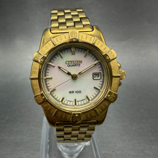 Citizen Dive Watch Women 28mm MOP Dial Gold Tone Date 6010-G12811 New Battery0