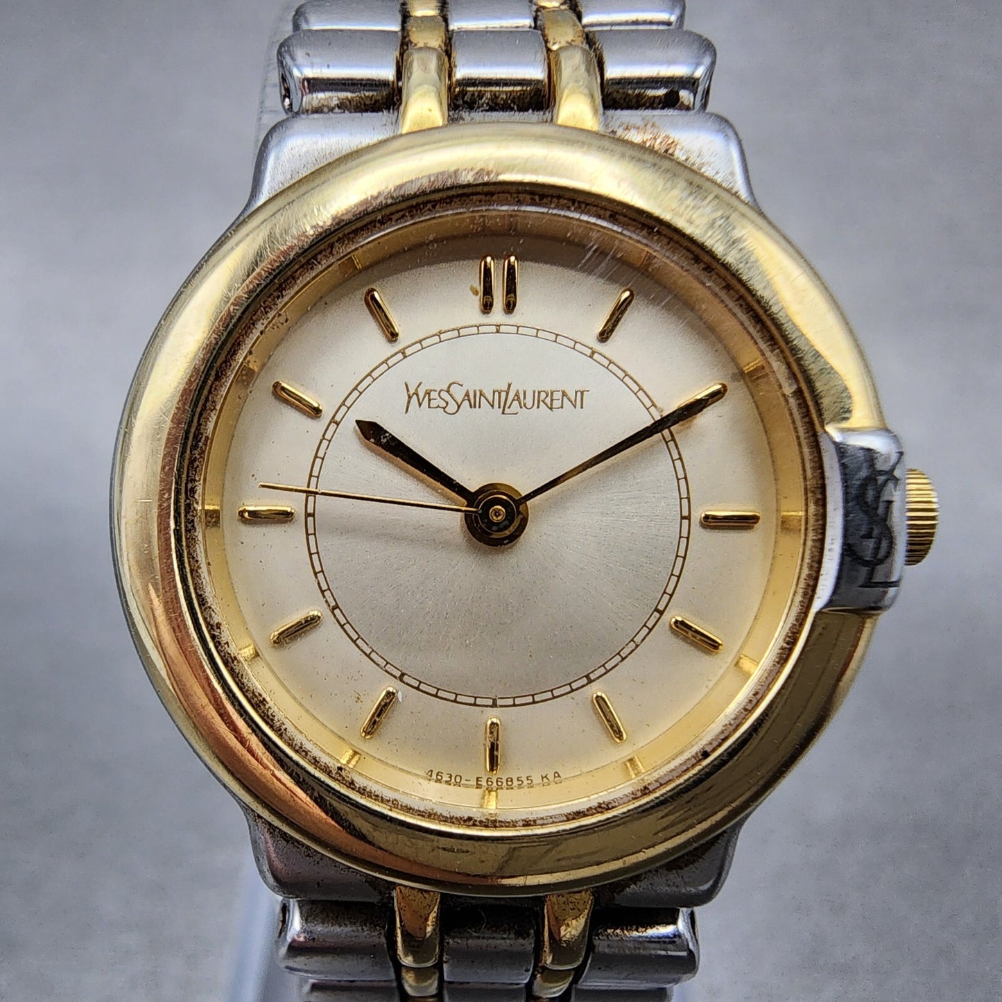 Yves Saint Laurent Watch Women 24mm Champagne Dial Two Tone Round new Battery1