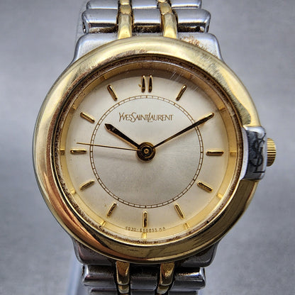Yves Saint Laurent Watch Women 24mm Champagne Dial Two Tone Round new Battery1