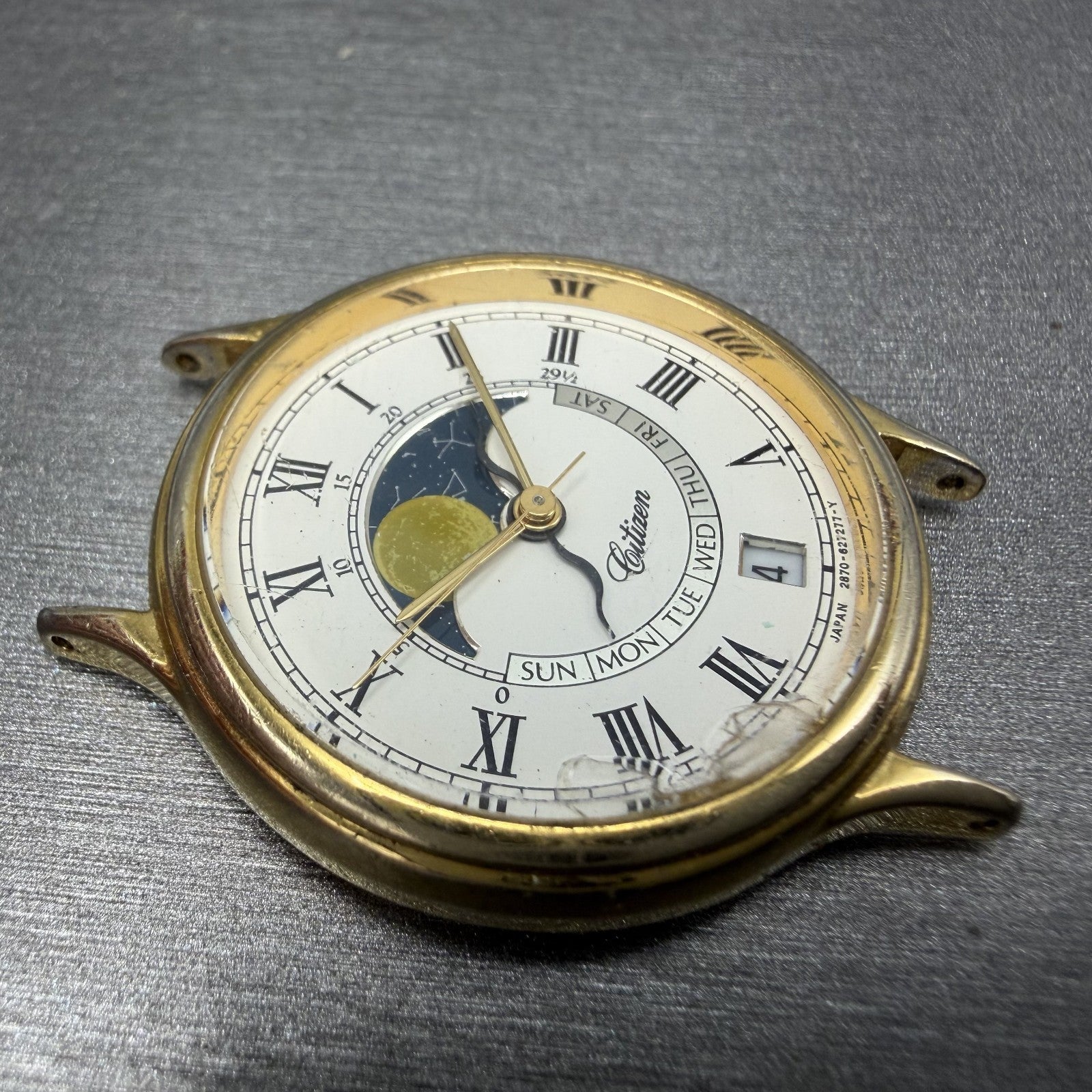 Citizen Moonphase Watch Women 30mm White Dial Gold Tone Date Round New Batt READ3