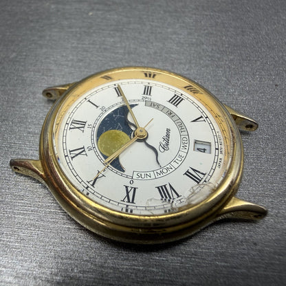 Citizen Moonphase Watch Women 30mm White Dial Gold Tone Date Round New Batt READ3