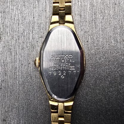 Seiko Watch Women 13mm Gold Dial Gold Tone Oval 1E20-5700 New Battery Vintage10