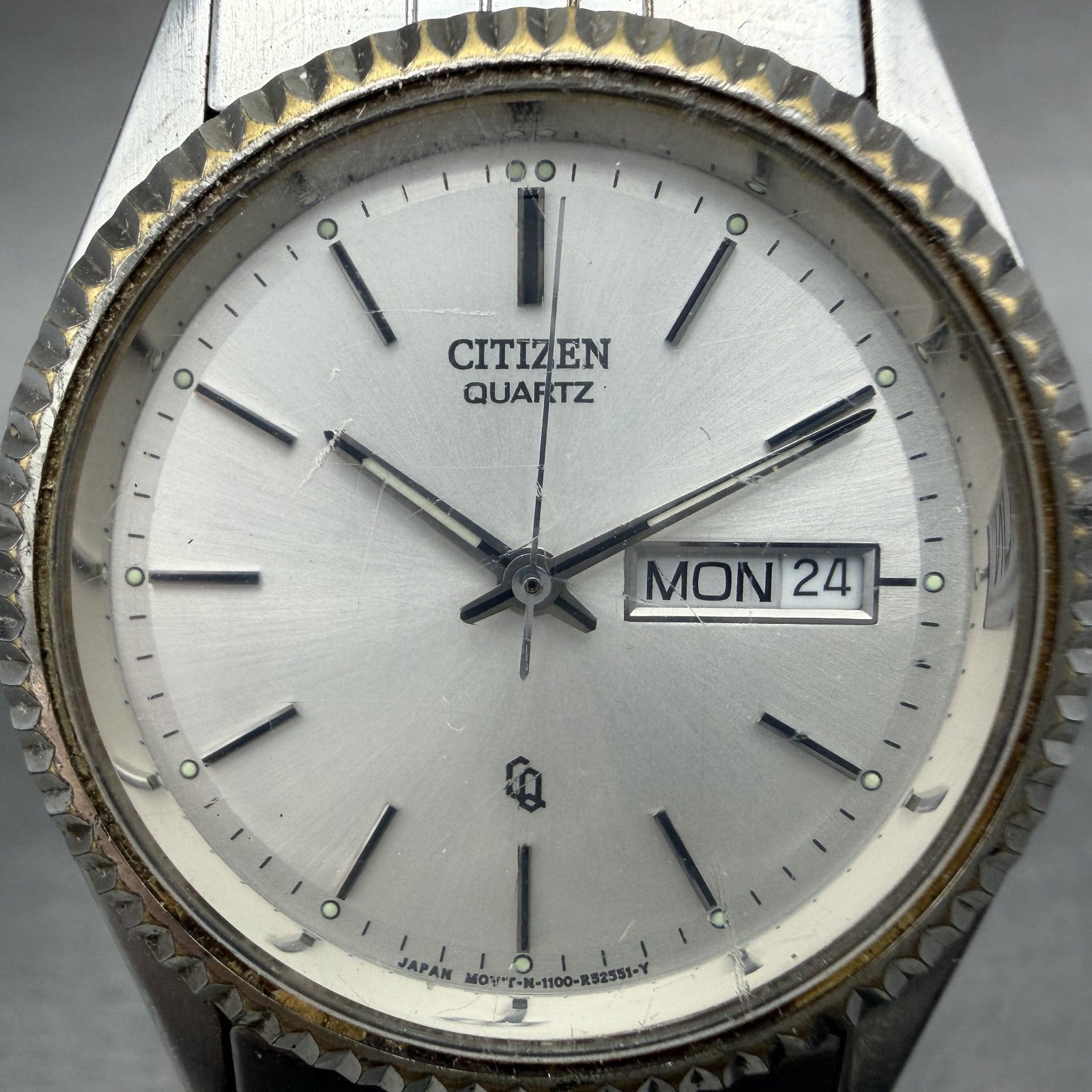 Citizen CQ President Watch Men 35mm Silver Dial Silver Tone Daydate New Battery1