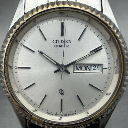 Citizen CQ President Watch Men 35mm Silver Dial Silver Tone Daydate New Battery1