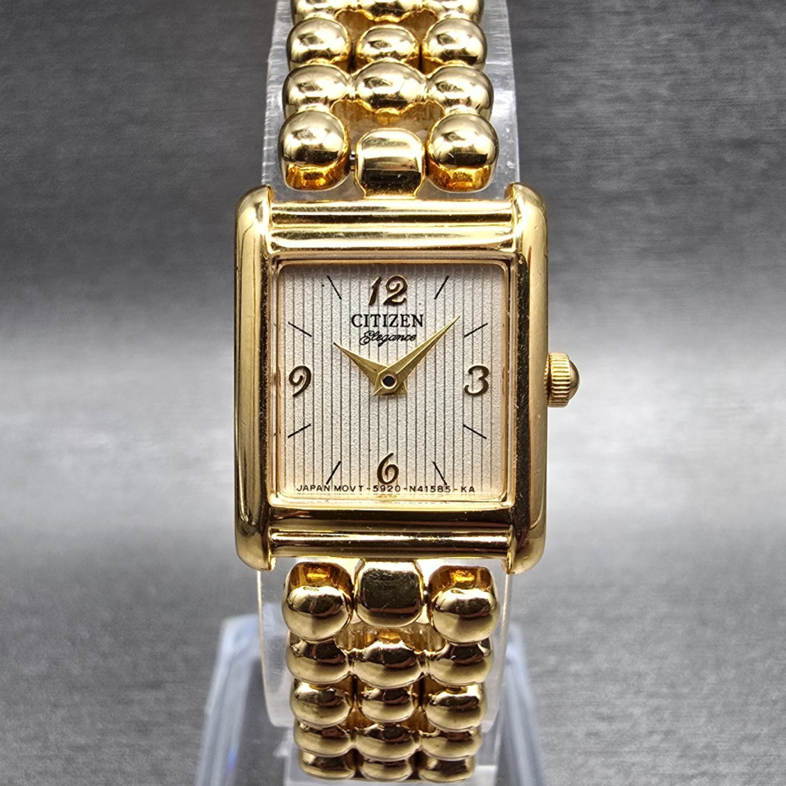 Citizen Elegance Watch Women 17mm Champagne Dial Gold Tone 5920-S49895 New Batt0