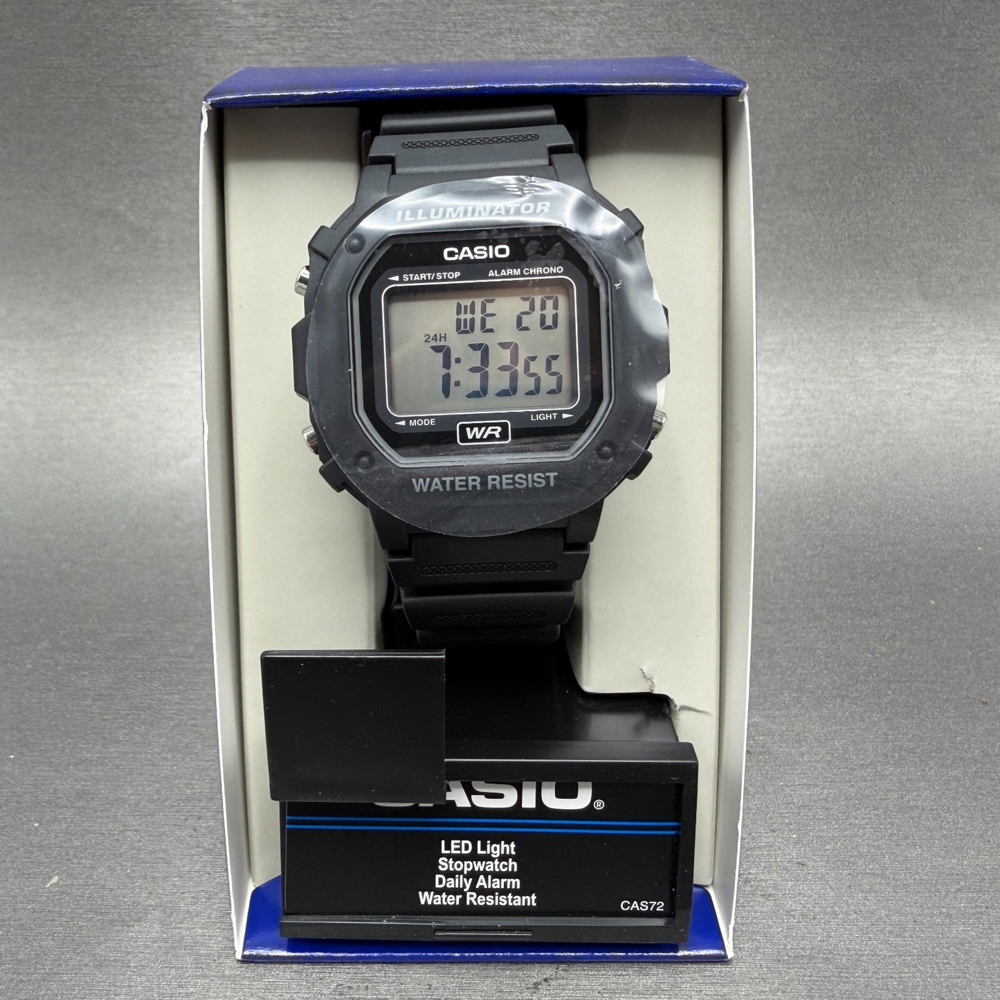 Casio Illuminator F-108WH Watch Men 43mm Black Alarm Chrono Digital New BatteryL0