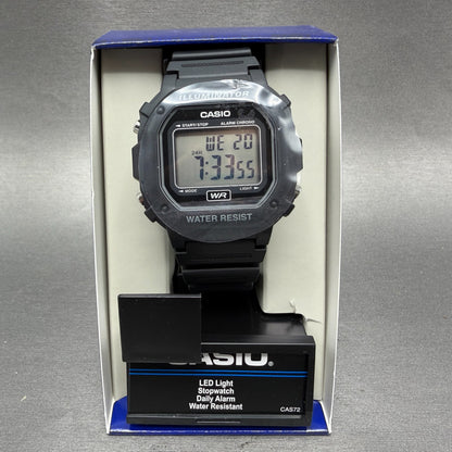 Casio Illuminator F-108WH Watch Men 43mm Black Alarm Chrono Digital New BatteryL0