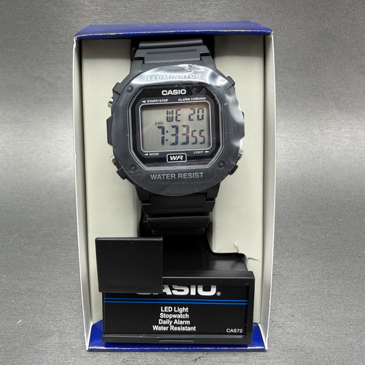 Casio Illuminator F-108WH Watch Men 43mm Black Alarm Chrono Digital New BatteryL0