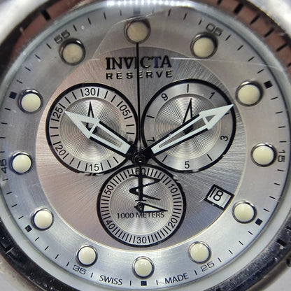 Invicta Venom Reserve Chronograph Watch Men 52mm Silver Dial Steel 5730 New Batt1