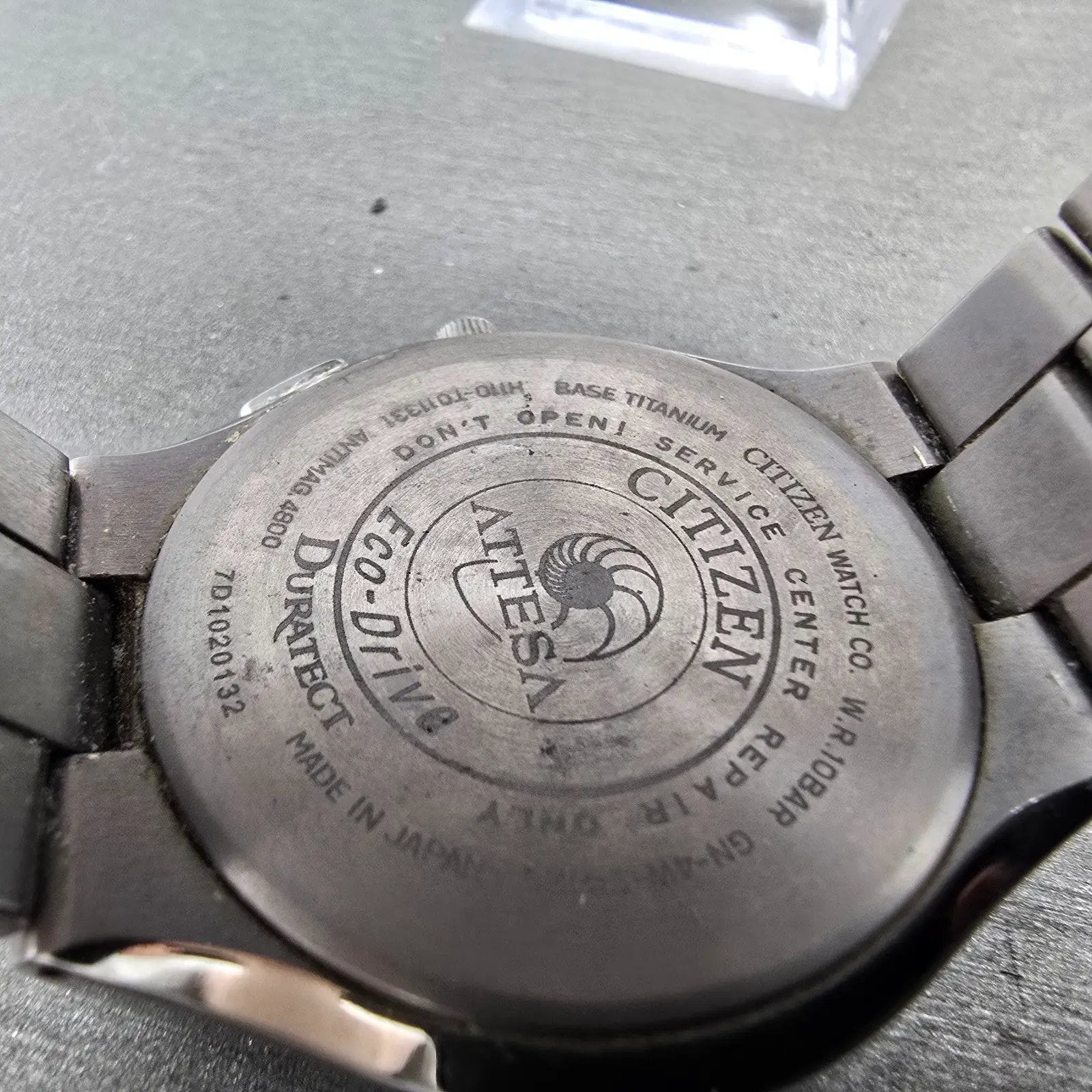 Citizen Eco-Drive Attesa Watch Men 38mm White Dial Titanium Atomic Date PARTS! P10