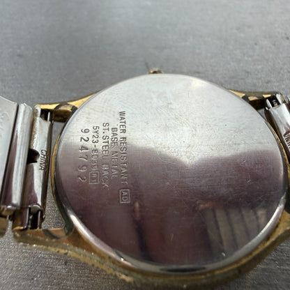 Seiko Watch Men 34mm Champagne Dial Gold Tone Round Daydate 5y23-8039 NewBatt N79
