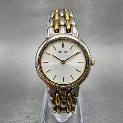 Seiko Watch Women 24mm Silver Dial Two Tone Round V7006379 New Battery0