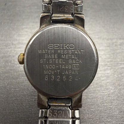 Seiko Watch Women 20mm Silver Dial Two Tone Round 1N00-1A49 Vintage New Battery10