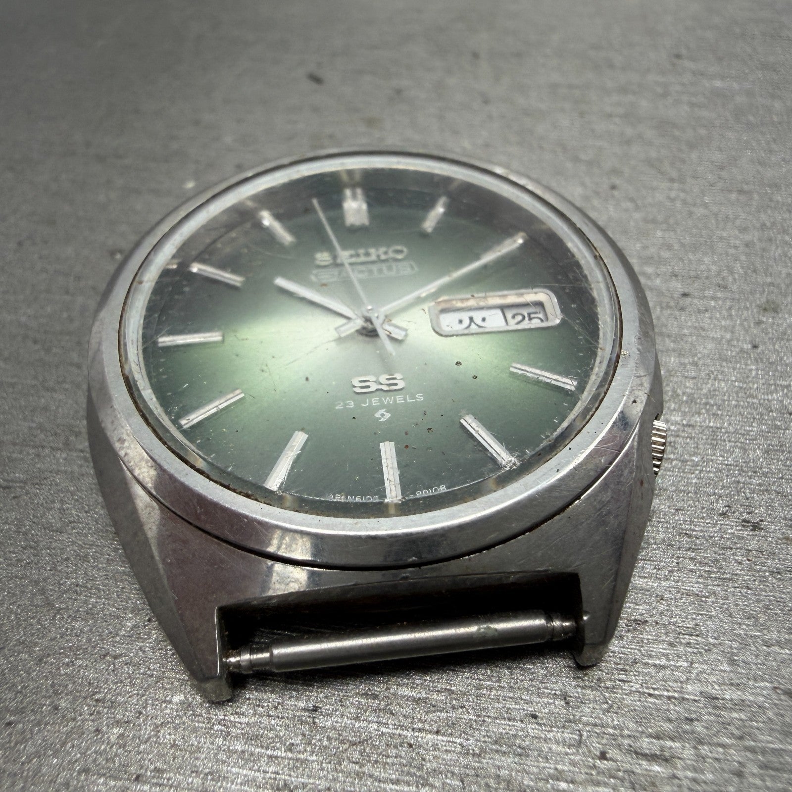 Seiko 5 Actus SS Watch Men 38mm Green Dial Silver Tone Daydate 5126-6010 PARTS3