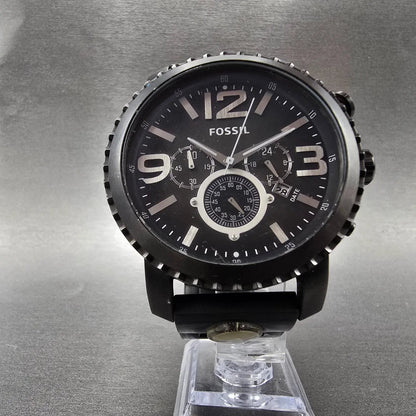 Fossil Chronograph Watch Men 50mm Black Dial Black Tone READ!!!!! JR-1252 NewBat6