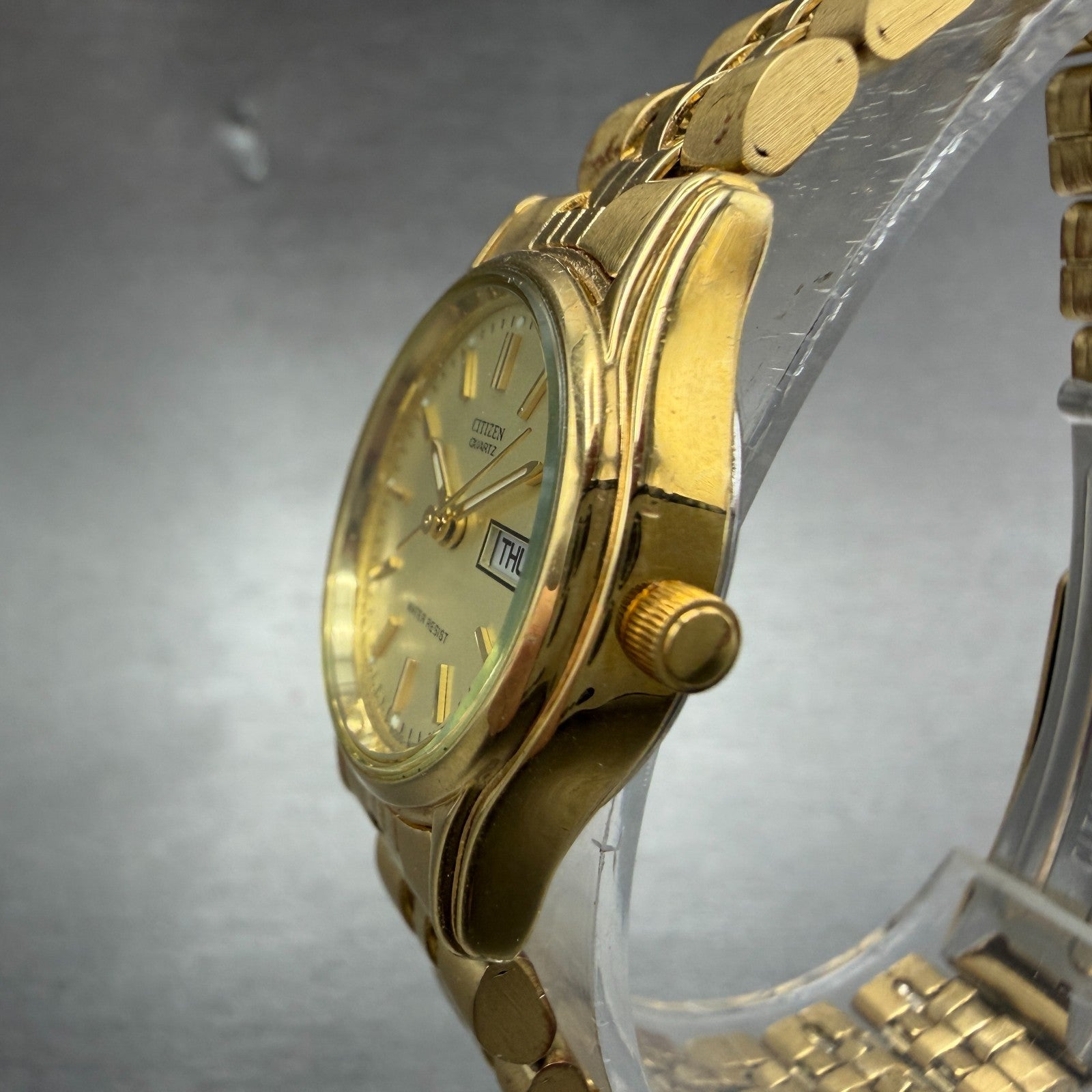 Citizen Watch Women 23mm Champagne Dial Gold Tone Daydate 6000-S38231 New BattAB2