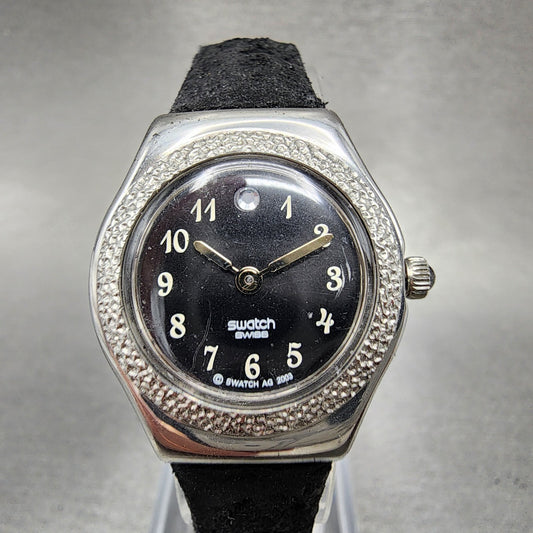 Swatch Irony Uccello Watch Women 25mm Black Dial Steel Round YSS152 New Battery