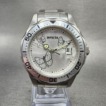 Invicta Angle Watch Women 37mm Silver Dial Steel Date Round 12503 New Battery0