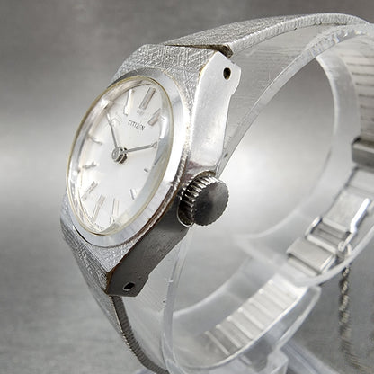 Citizen Watch Women 20mm White Dial Silver Tone Manual Round 4-675452