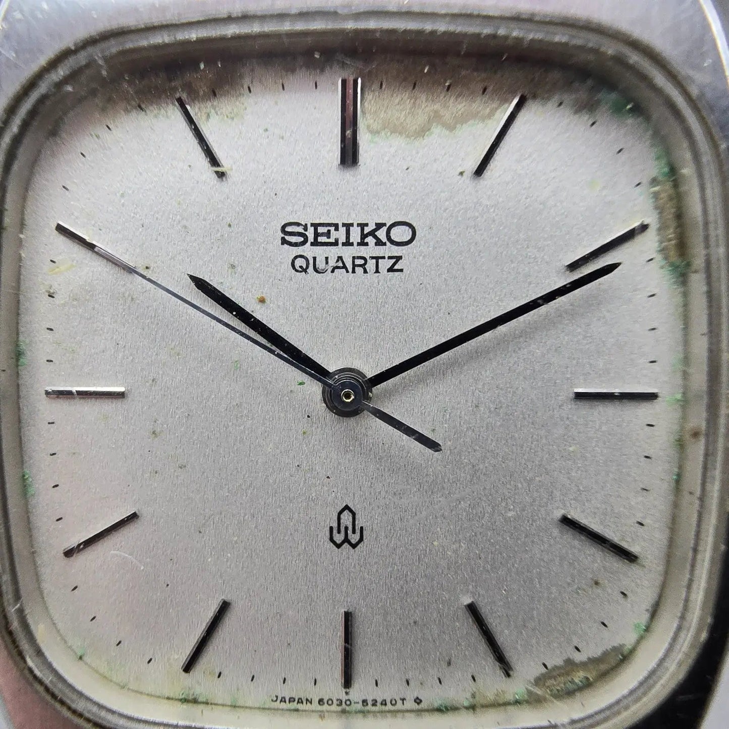 Seiko Watch Men 31mm Silver Dial Silver Tone Rectangle 6030-5220 New Battery VTG1