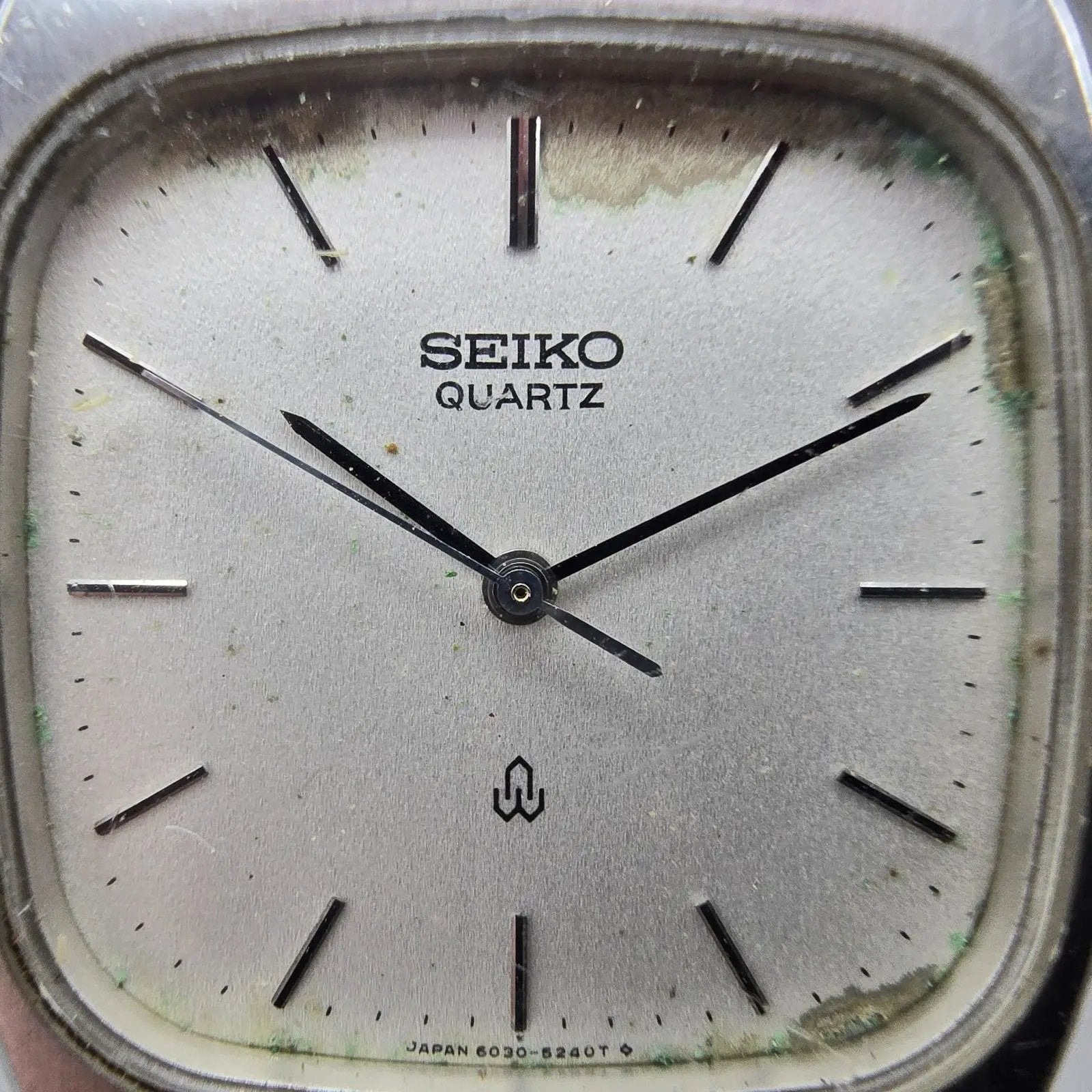 Seiko Watch Men 31mm Silver Dial Silver Tone Rectangle 6030-5220 New Battery VTG1