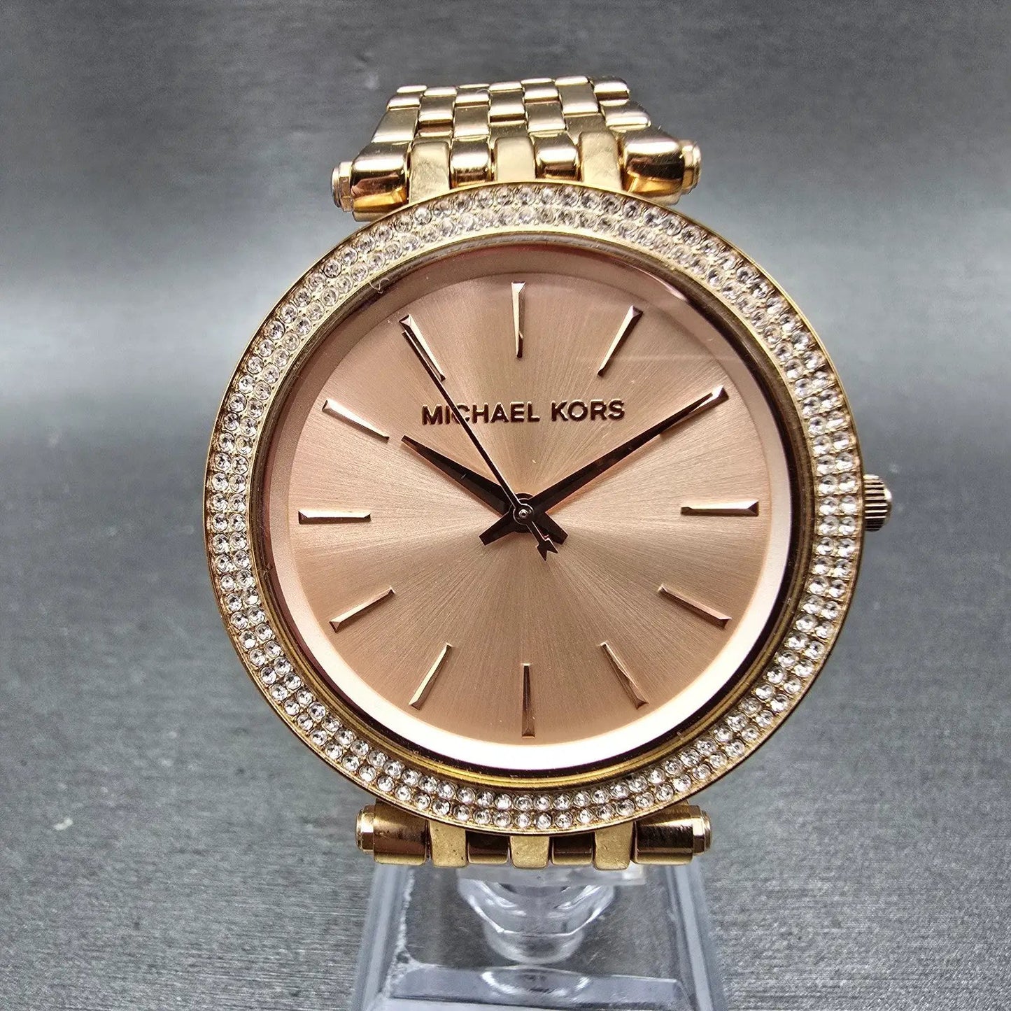 Michael Kors Darci Watch Women 39mm Pink Dial Rose Gold Tone MK-3192 New Batt JK0
