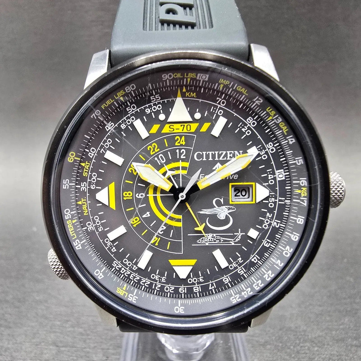 Citizen Promaster Sikorsky Watch Men 42mm Gray Dial Steel Date GMT BJ7004-43H0