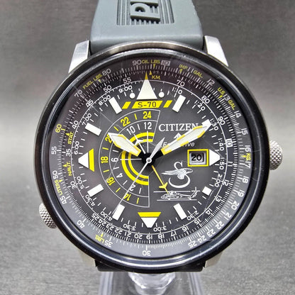 Citizen Promaster Sikorsky Watch Men 42mm Gray Dial Steel Date GMT BJ7004-43H0