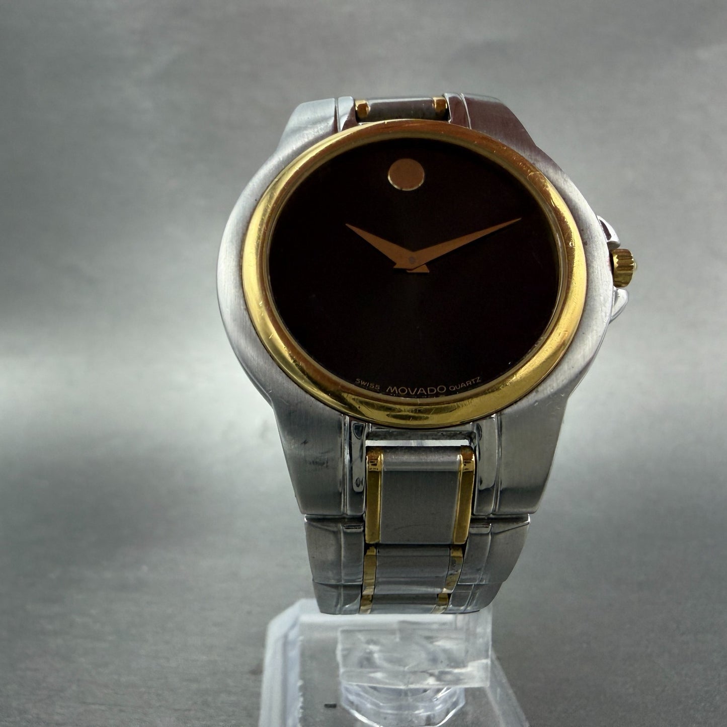 Movado Museum Watch Men 36mm Black Dial Two Tone Round 81.E2.866 New battery ABV5