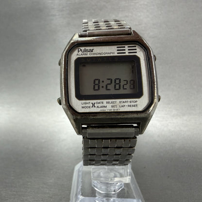 Pulsar Digital Watch Men 34mm Digital Silver Alarm Chrono READ! Y789-5059 NewBat5