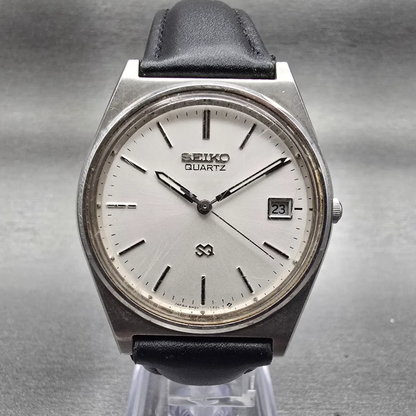 Seiko SQ Watch Men 34mm Silver Dial Silver Tone Date Round 5H22-7A09 New Battery0