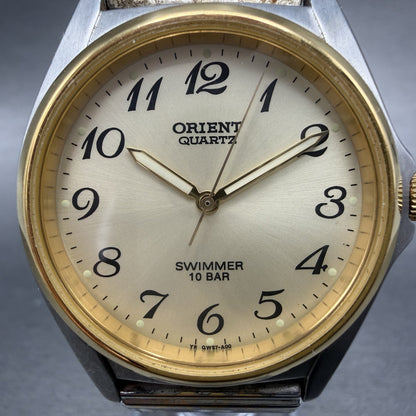 Orient Swimmer Watch Men 35mm Champagne Dial Two Tone Round QW57-B0 New Battery1