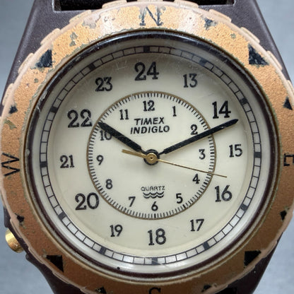 Timex Indiglo Adventurer Watch Men 38mm Cream Dial Brown Tone 42902 New Battery1