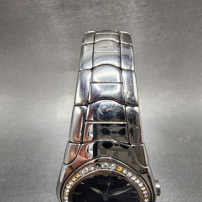 Citizen EcoDrive Watch Women 26mm Blue Dial Silver Tone Date Crystal Bezel Runs4
