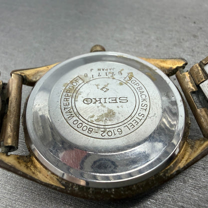 Seiko Sky Liner Watch Men 36mm Champagne Dial Gold Tone Manual 6102-8000 PARTS10