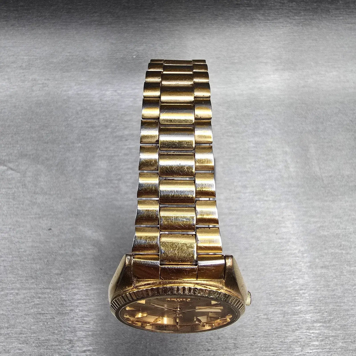 Seiko President Watch Men 35mm Gold Dial Gold Tone Daydate 5H23-8020 New Battery4