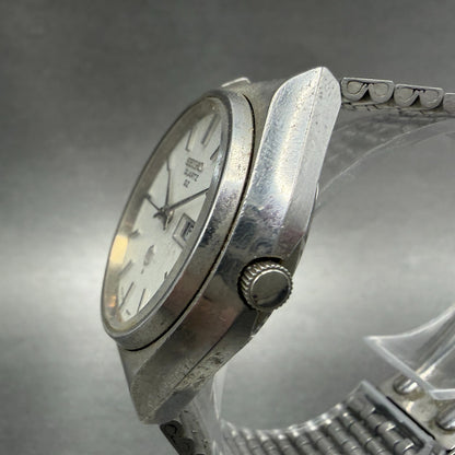 Seiko QZ Watch Men 37mm Silver Dial Silver Tone READ!!! Daydate 0923-8060 NewBat2