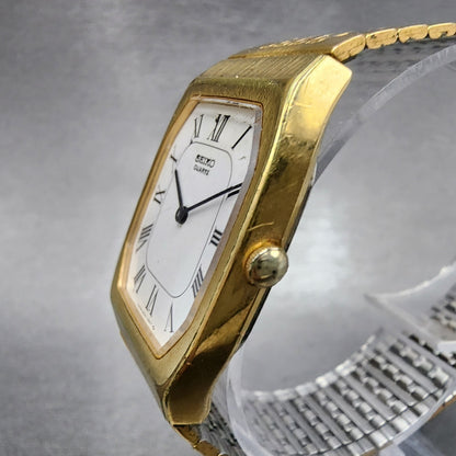 Seiko Tank Watch Men 26mm White Dial Gold Tone Rectangle 2620-5640 PARTS