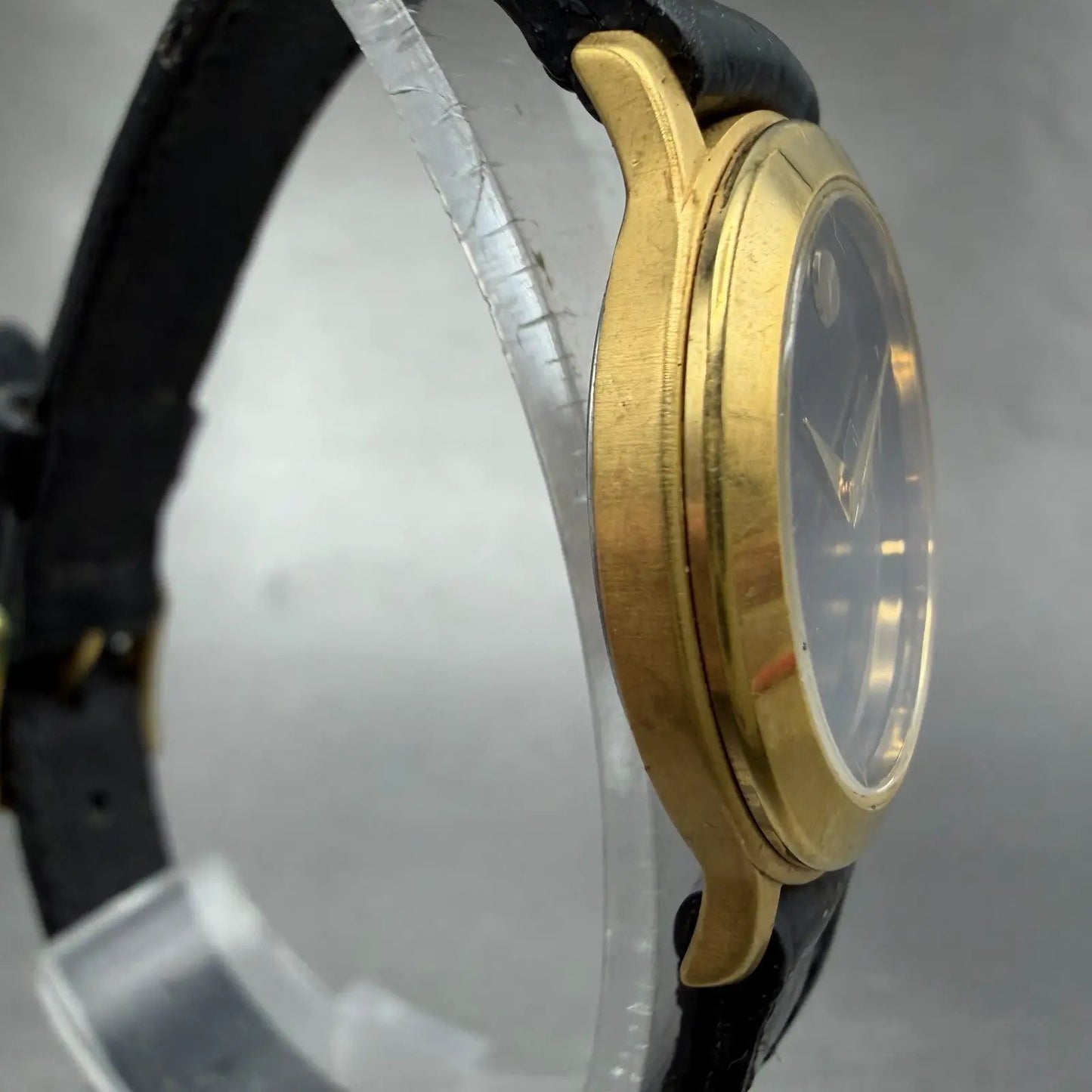 Movado Museum Watch Women 26mm Black dial Gold Tone 87-EA-0814 New Battery VTG3