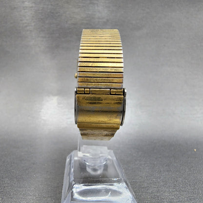 Seiko Watch Men 26mm Gold Dial Gold Tone Rectangle 6530-5089 New Battery