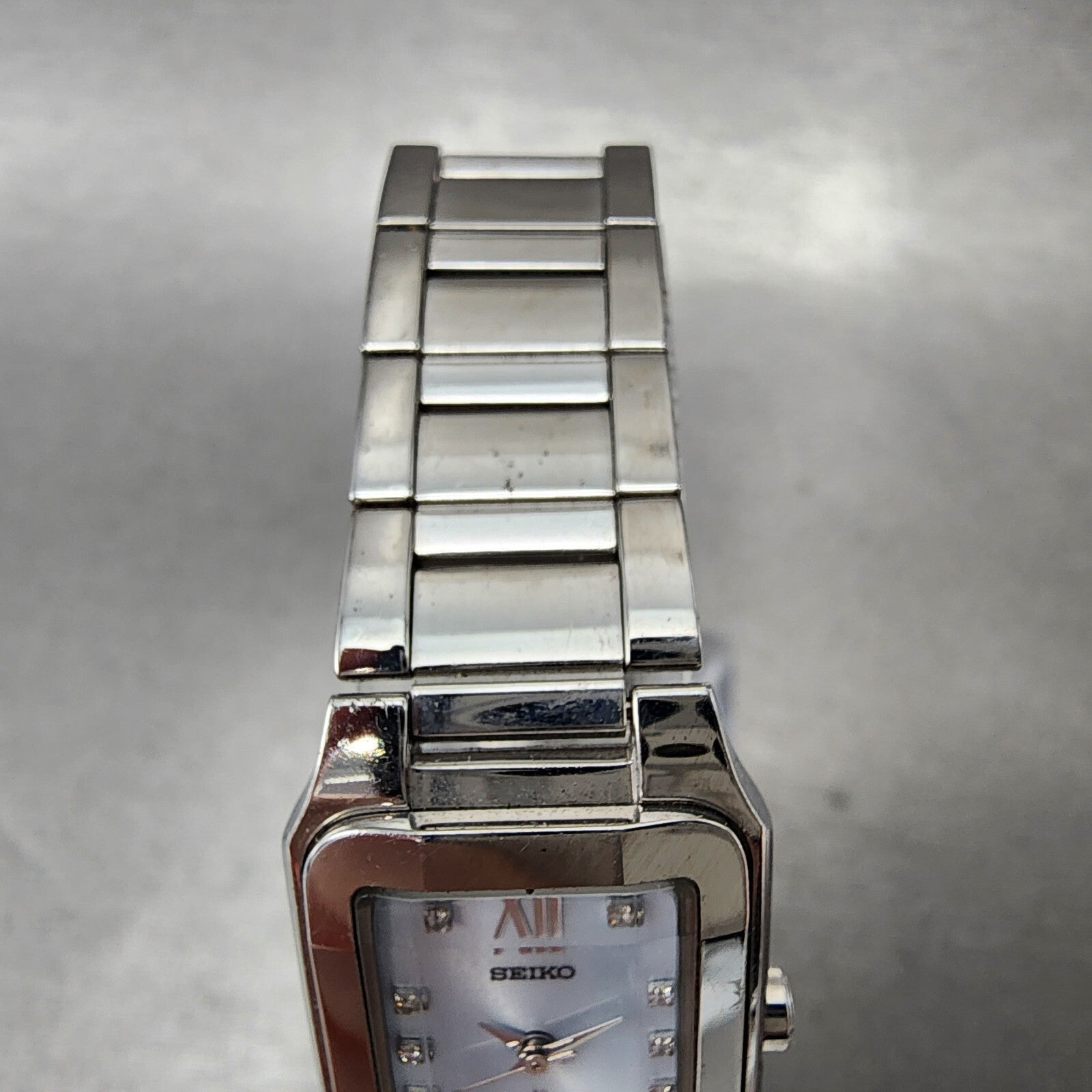 Seiko Lukia Tank Watch Women 20mm Gray Dial Stainless Steel Rectangle New Batt5