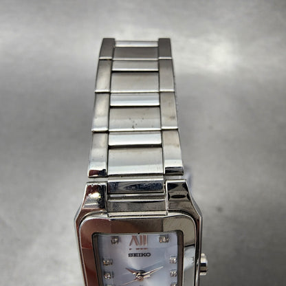 Seiko Lukia Tank Watch Women 20mm Gray Dial Stainless Steel Rectangle New Batt5