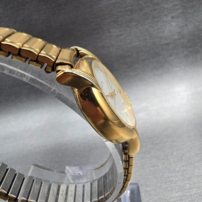 Bulova Watch Women 24mm White Dial Gold Tone Date Round 97M14 New Battery JP233