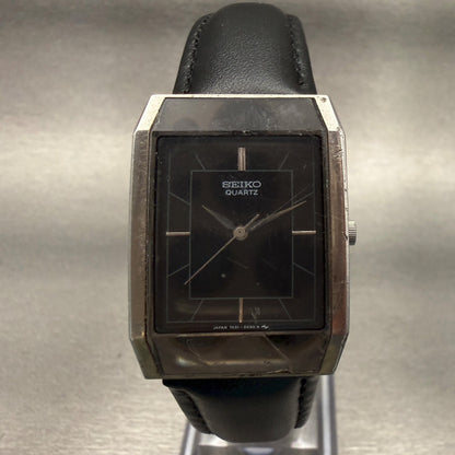 Seiko Watch Men 25mm Black Dial Silver Tone Rectangle 7431-5360 New Battery0