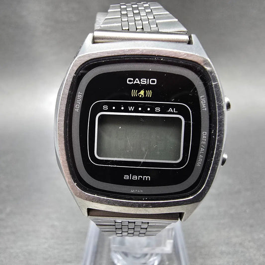 Casio LS652 Watch Women 26mm Black Silver Alarm Round VTG PARTS0