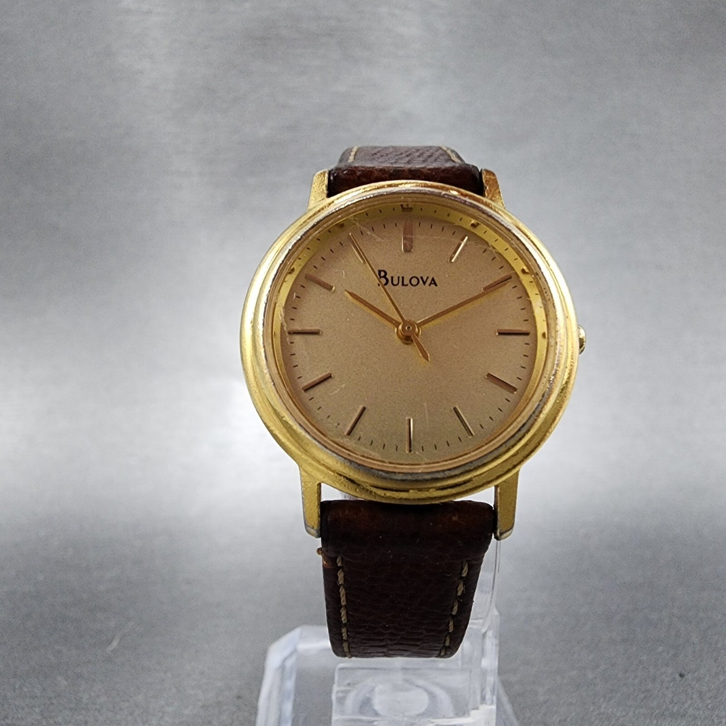 Bulova Watch Women 26mm Champagne Dial Gold Tone Round New Battery