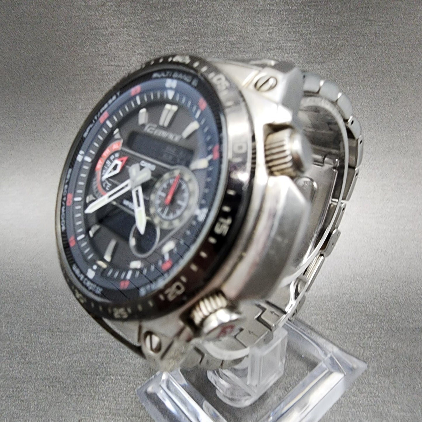 Casio Edifice MCWE300 Watch Men 48mm Black Dial Steel Solar Alarm Chrono Works2