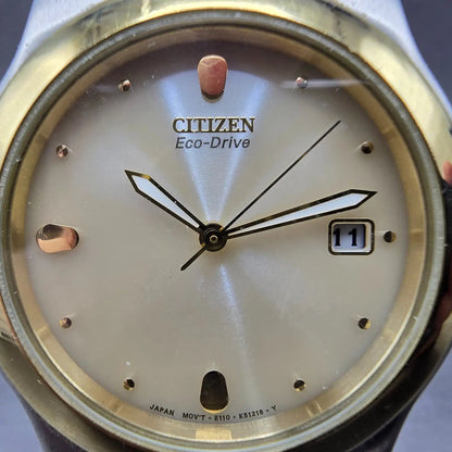 Citizen Eco-Drive Watch Men 36mm Champagne Dial Two Tone Date E111-K16768 Runs W1